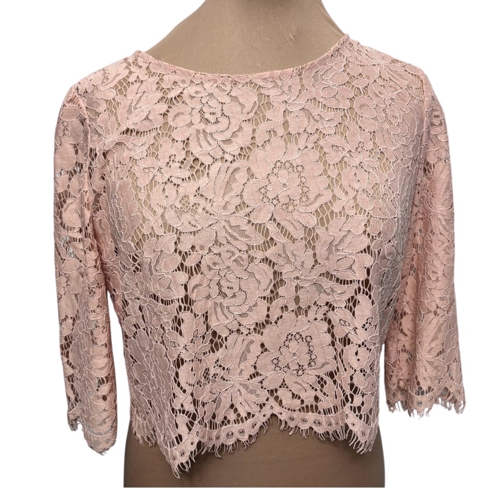 Jenny Yoo Cord Lace bridal topper cover up wrap bolero blush MEDIUM sleeve NWT - Picture 4 of 9